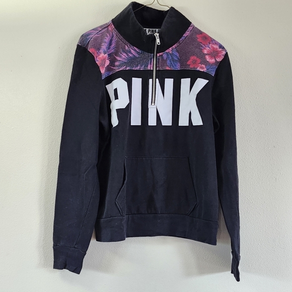 Victoria’s Secret PINK Tropical Perfect Quarter Zip Sweatshirt Medium - Picture 1 of 8